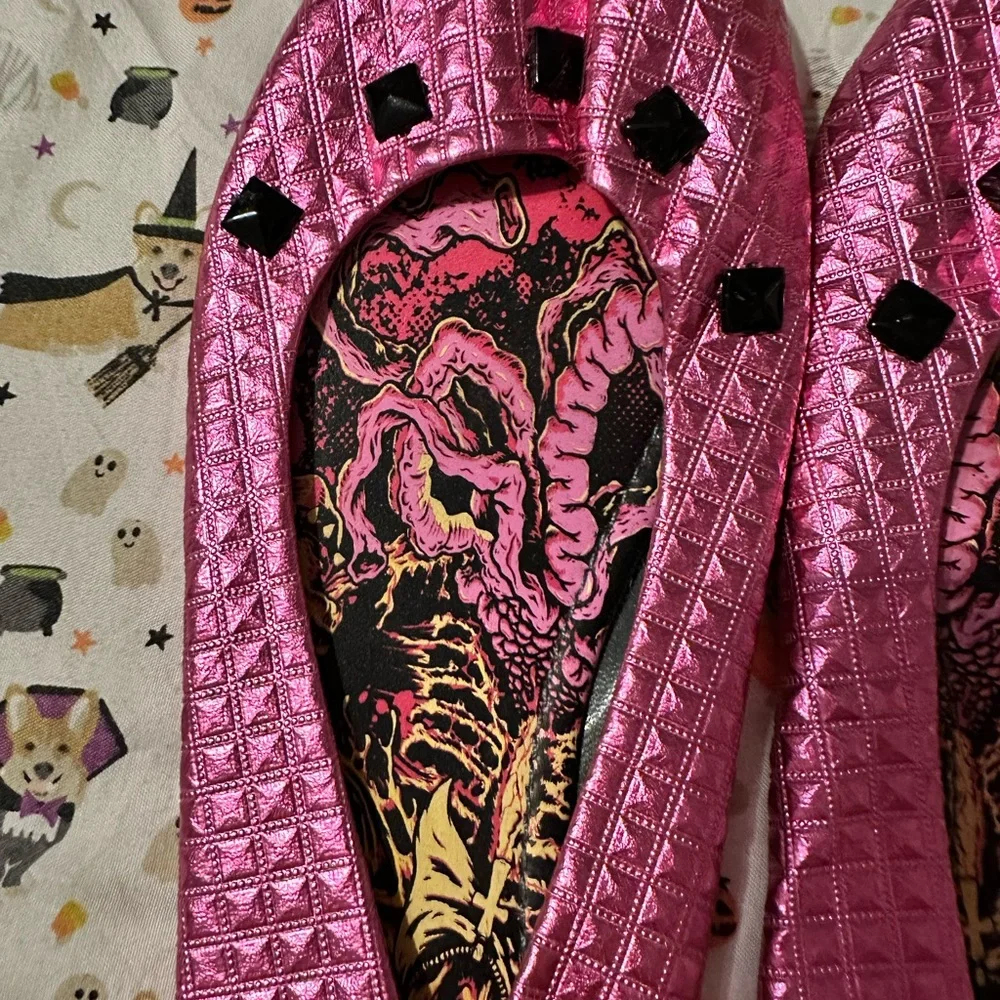 Iron Fist Metallic Pink Studded Ballet Flats